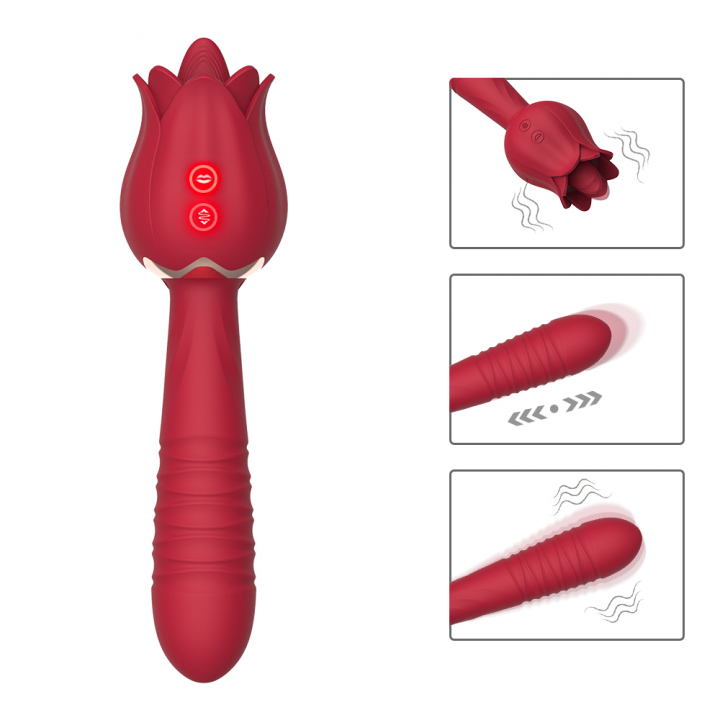 Вибратор-пульсатор-стимулятор двухсторонний "Sex Massager" роза 