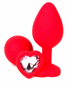 Пробка с розовым кристаллом "Vandersex Heart" красная, M